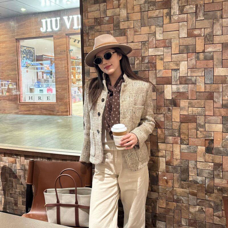 Utwu Xiaomin's "Light Luxury Tweed" Floral Yarn Wool Old Money Style Fashionable Stand Collar Jacket Utax1013