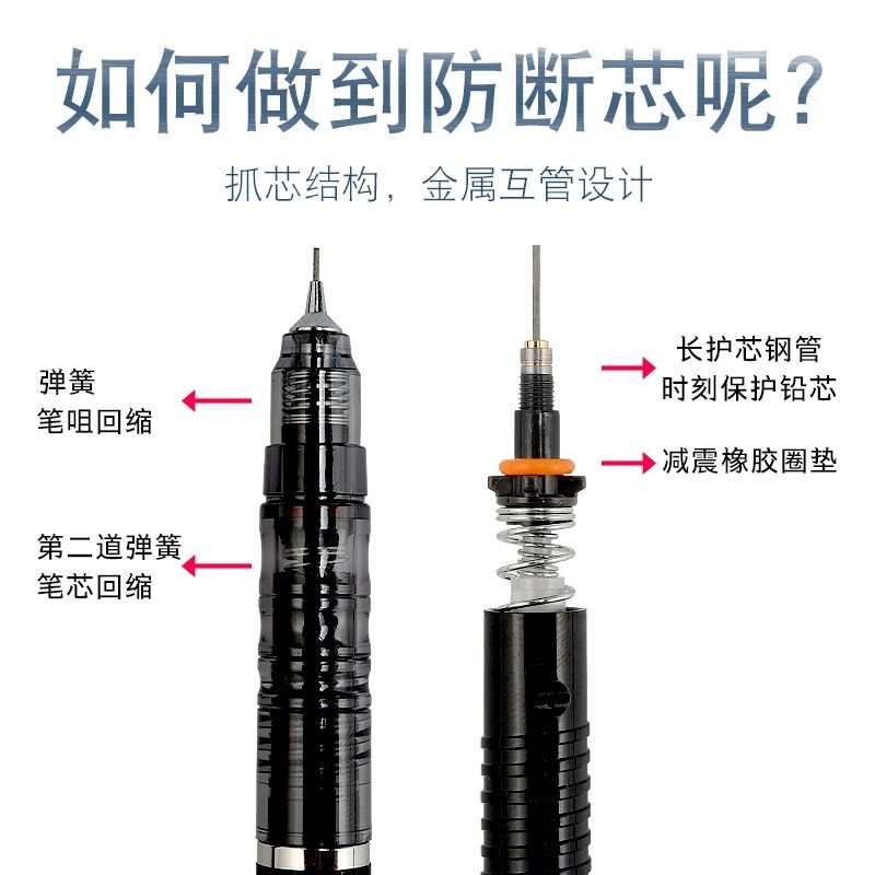 Japanese Zebra Delguard Mechanical Pencil Transparent Limited Edition Non-Breaking Lead for Students Exam and Homework Use 0.5