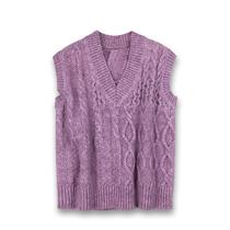 (Processing and customization) Spring knitted vest high-end purple sweater jacket outer sweater factory made
