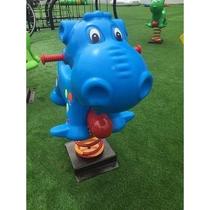 Childrens rocking horse outdoor spring amusement facilities in the kindergarten area outside the kindergarten park with double CDF people playing seesaw rocking