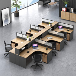 Staff Desk Office Furniture Staff Desk 4 Four 6 People Work Station Computer Card Holder Financial Screen Table and Chair Combination