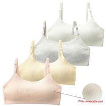 4 Pcs Lot Children Innerwear Cotton Girls Bra Removable Spon