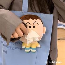 Cute plush doll Dumb paper box student school bag backpack pendant cartoon doll car decorative tissue box