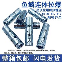 Fish scale pull-explosion ceiling one-piece expansion screw conjoined expansion sleeve internal explosion head three-piece set screw expansion bolt porous