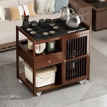 Mobile tea table household small tea table solid wood tea cart kettle integrated tea cabinet side cabinet tea tray tea set
