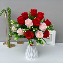 Artificial flower plastic flower fake flower set decoration butterfly orchid silk flower potted living room home table decoration