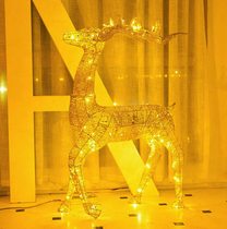 Christmas large luminous wrought iron deer pulling cart old man doll shopping mall hotel lobby scene decoration decoration supplies