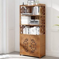 竹艺佳(ZHUYIJIA) 雕花中式复古实木落地书柜书架现代简约简易置