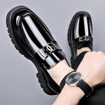 Round toe patent leather shiny black Korean version extra large size model mens shoes 45464748 new large toe formal leather shoes for men