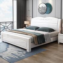 White solid wood bed 1 2 meters all solid wood high box storage bed 1 5 bedroom bed 1 35 meters single bed for the elderly 1 meters 2
