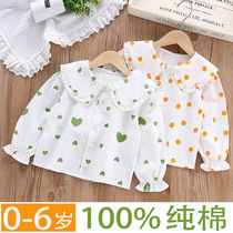 Balabala girls shirt ruffled pure cotton baby long-sleeved summer clothes new style infants and young children fashionable small
