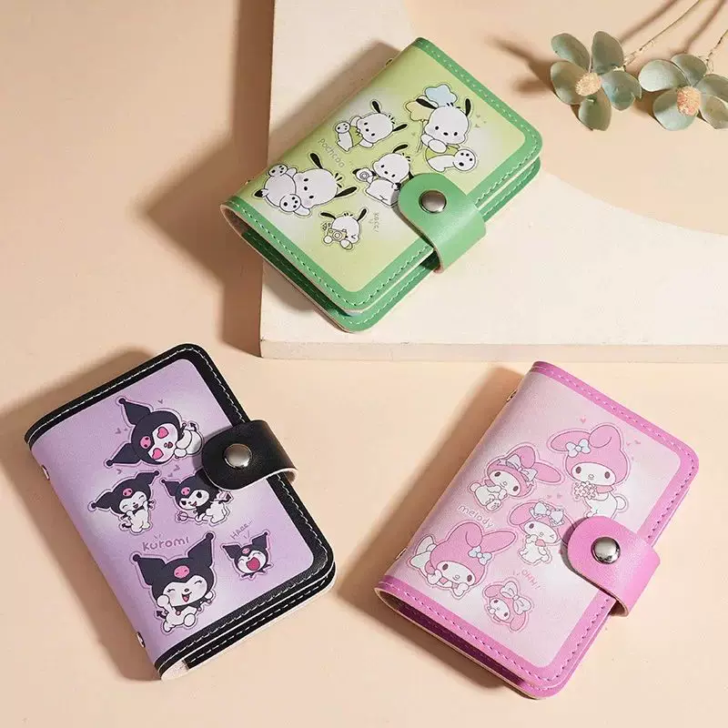 Кошачья сумка-кошелек с монетами, принт картона PU, печать SANRIO Kuromi Kaw