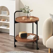Mobile coffee table guest trolley sofa side table simple home balcony small round table bedside storage rack