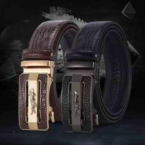 Belt mens crocodile pattern alloy leather automatic buckle cowhide belt versatile casual simple trouser belt