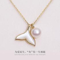 Baroque fishtail pearl necklace womens s925 pure silver white mother-of-pearl light luxury niche high-end clavicle chain does not fade