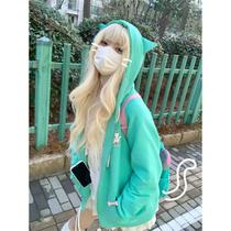 Harajuku Kawaii Zip Up Hoodie Women Cat Ear Japanese Style C