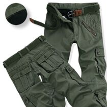 Mens Winter Thicken Warm Cargo Pants Full Length Multi Pock