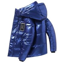 Winter New Bright Leather Men Thicken Warm Down Jacket Casua