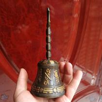 Gilt copper Sanqing bell rattle hand shake pure copper Dharma bell Dharma instrument Taoist bell device three-pronged copper bell Taoist ritual ceremony