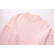 ZA Amazon Europe and America 2023 new womens autumn solid color sweet round neck pullover sweater N8-71659