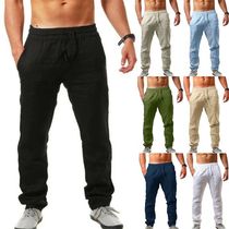 Summer Men Sport Gym Pants Soild Cotton Linen Pants Breathab