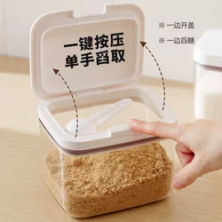 White Sugar, Rock Sugar, Brown Sugar Storage Box, Sealed Moisture-Proof Fresh-Keeping Box, Press to Automatically Open the Lid, Seasoning and Spice Storage Jar