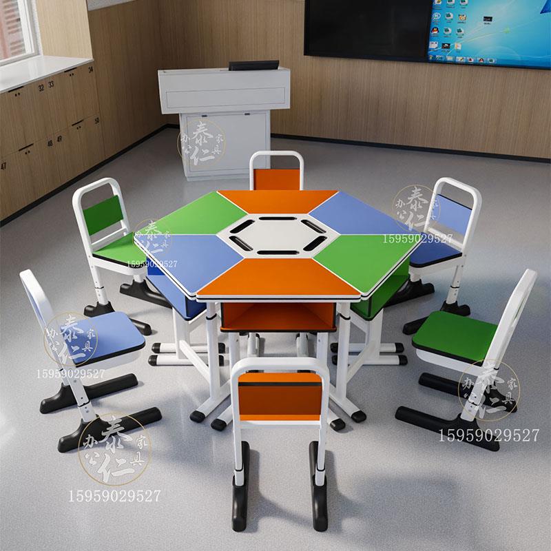 Adjustable Desks and Chairs for Students, Anti-Stain and Dirt-Resistant, Modern Style Teaching Desks and Chairs, Customizable Trapezoidal Desks Adjustable Desks and Chairs for Students, Anti-Stain and Dirt-Resistant, Modern Style Teaching Desks and Chairs, Customizable Trapezoidal Desks