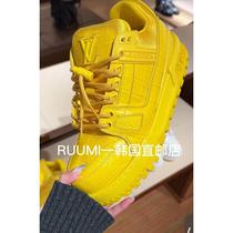 (Ga: 7777615) (Ga: 7777615) Korean tax crocodile pattern cowhide Ding shoes yellow purple