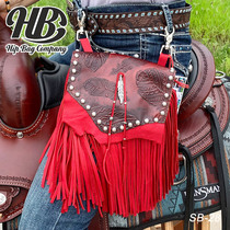 Western denim waist bag shoulder bag super soft tassel leather