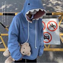 Funny Shark Patchwork Hoodies Man Autumn Kawaii Sweatshirt 2
