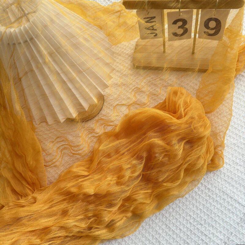 Autumn-Themed Hanging Decorations, Orange and Yellow Flowers, Pleated Tulle, Ceiling Hanging Net, Popular Photo Props