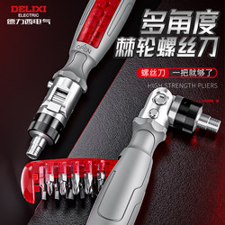 Delixi Ratchet Screwdriver Tool Set, Multi-Functional Household Screwdriver, Special-Shaped Screwdriver, Phillips and Flathead Screwdriver