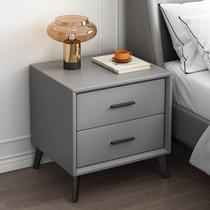 Simple bedside table home bedroom storage cabinet modern light luxury solid wood frame bedside small storage rack
