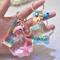 Creative Korean style quicksand sequined acrylic oil-infused starfish shell keychain colorful laser leather rope bag pendant