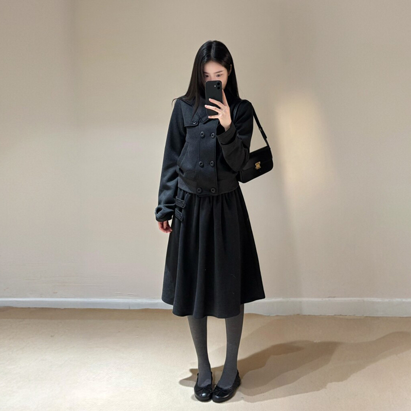 Highly Sophisticated Korean-Style Casual and Fashionable Suit for Women, Autumn and Winter Commuting Double-Breasted Jacket and Skirt Two-Piece Set Highly Sophisticated Korean-Style Casual and Fashionable Suit for Women, Autumn and Winter Commuting Double-Breasted Jacket and Skirt Two-Piece Set