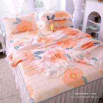 Summer latex mat summer quilt four-piece set washable bed skirt air-conditioned soft mat ice silk mat three-piece air-conditioned quilt set