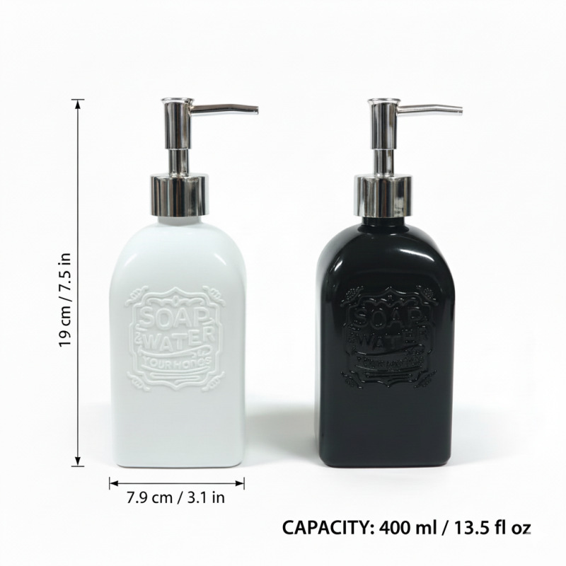 Scandinavian Glass Hand Sanitizer Bottle Shower Gel Push-Type 400ml Square Soap Dispenser Black and White Embossed Glass Bottle Scandinavian Glass Hand Sanitizer Bottle Shower Gel Push-Type 400ml Square Soap Dispenser Black and White Embossed Glass Bottle
