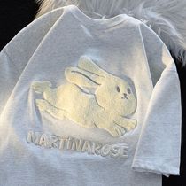 Embroidery Rabbit Letter T-shirts for Women Korean Sweet
