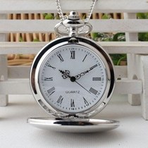 Pocket watch without cover transparent fully automatic electronic watch mens watch silver-white casual student watch hanging watch hanging chain