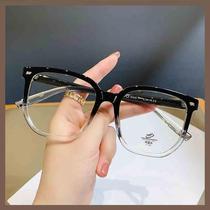 2022 New Anti-Blue Light Square Frame Retro Glasses Womens Metal TR Hybrid High-Quality Flat Lenses Mens Myopia Glasses