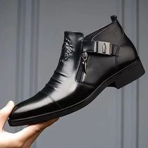 High Top Men Shoes Autumn Mens Casual Leather Shoes Double