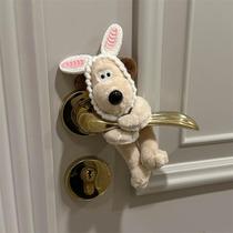 Cute dog door handle pendant creative bedroom layout door lock decoration plush doll anti-collision protection pendant