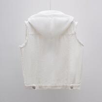 Spot quick-release denim vest for women stylish summer style new slim and versatile Korean style student hooded vest white short