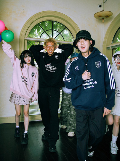 Sostine'Side Stripe Retro Beauty' National Trend Autumn and Winter Hooded Sweatshirt for Men and Couples