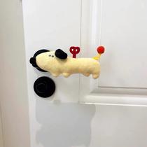 Clockwork puppy door handle cover anti-collision door stop decoration entry bedroom door handle universal plush doll cute and creative