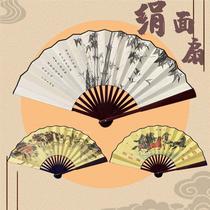 10-inch silk fan Eight Horses Picture Horse to Success Chinese Style Series Silk Crafts Folding Fan Printed Silk Fan