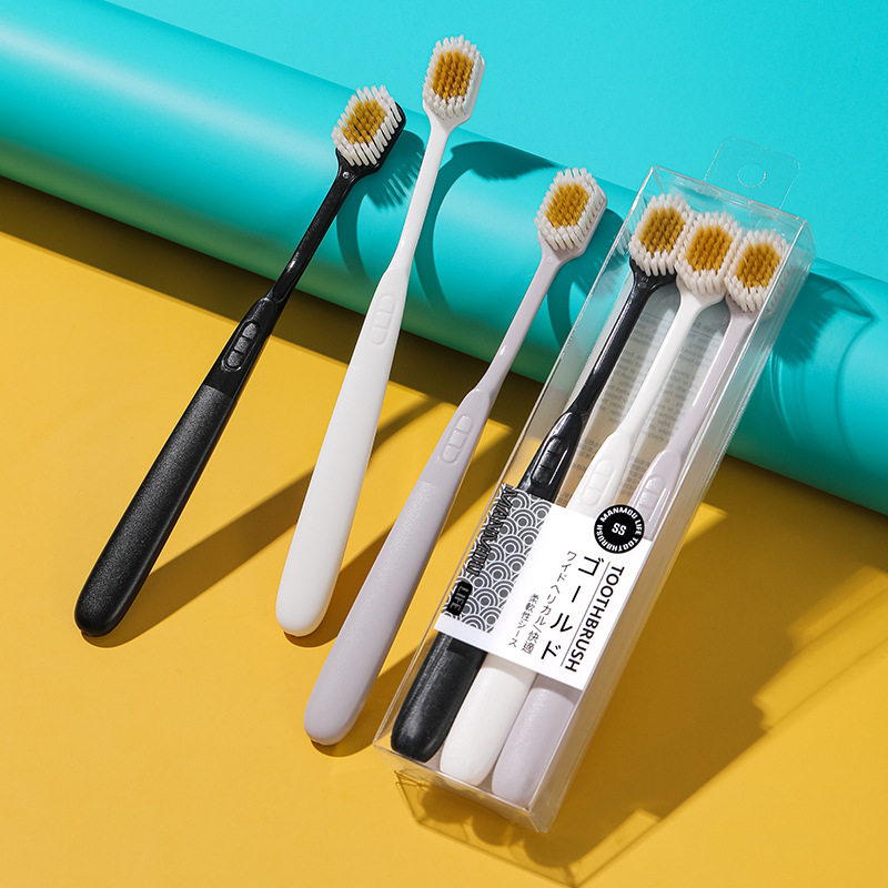 【三支装】RAOYI日式宽头软毛牙刷大人旅行3支装成人家用大头细软毛大学生牙刷现货批发