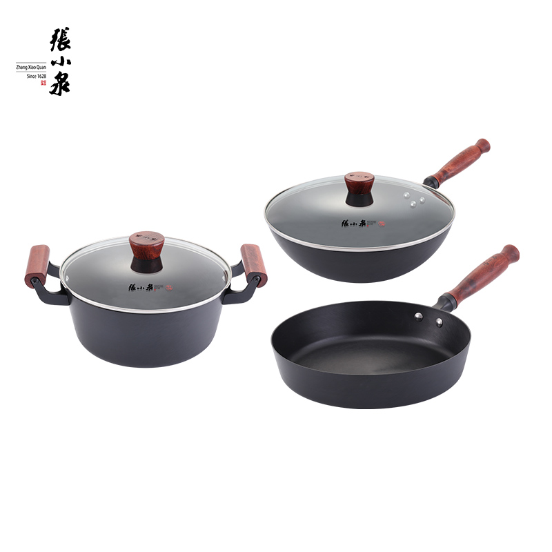 张小泉C35323000中华黑金铁锅锅具套装（三件套）