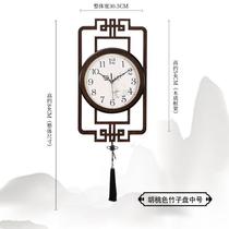 High-end new Chinese-style living room wall clock Chinese style household silent clock creative wall clock perpetual calendar electronic clock