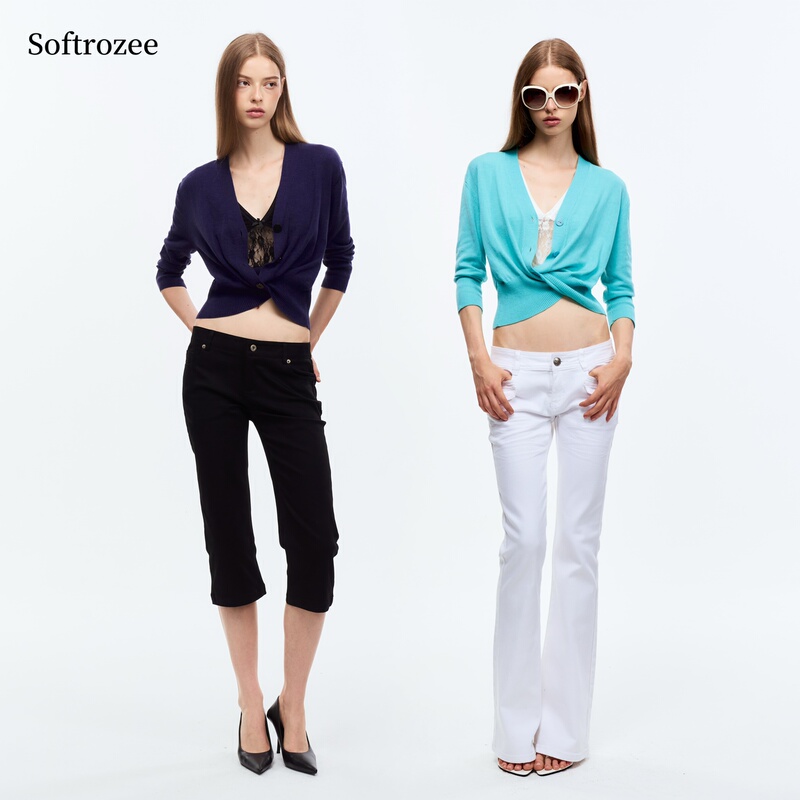 Softrozee 26 Autumn Irregular Wool Two-Piece Cross-Sleeve Knitted Cardigan Softrozee 26 Autumn Irregular Wool Two-Piece Cross-Sleeve Knitted Cardigan